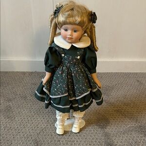Classic Green Dress Porcelain Doll
